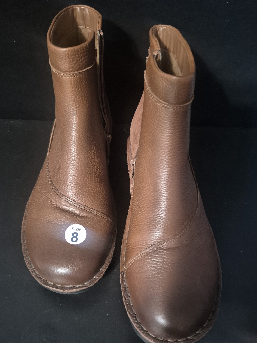 Clarks Tan Leather Side-Zip Ankle Booties